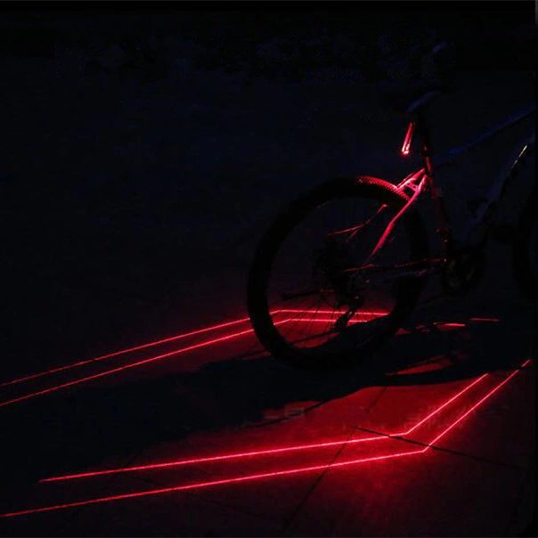 5 LED 2 Laser Beams Intelligent Bike Safety Rear Tail Light