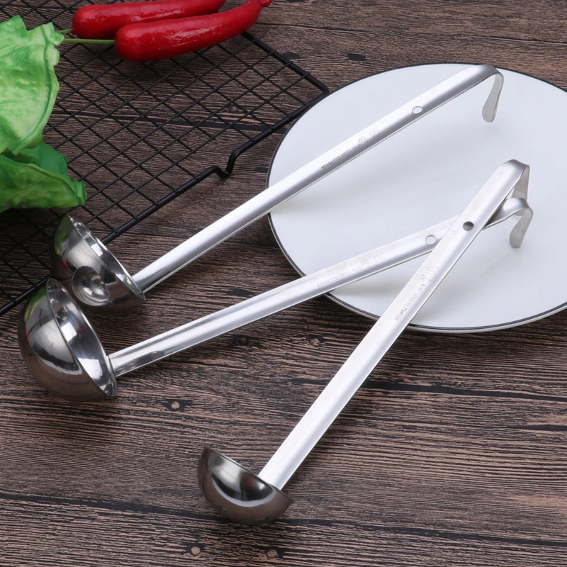 Metal Separating Oil Spoon Stainless Steel Soup Ladle Set with Holes Hooks