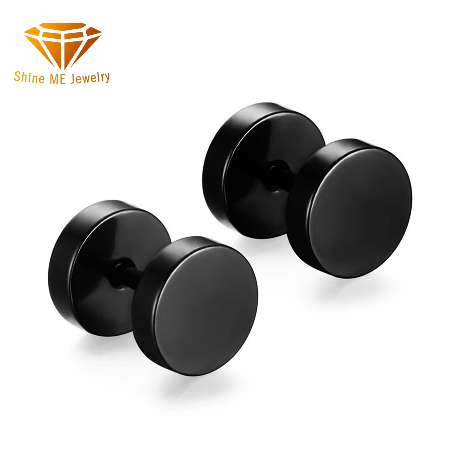 Manufacturer Sells Fashionable Titanium Steel Barbell Earrings Men and Women's Stainless Steel Round Cake Dumbbell Earrings Earrings Accessories Ers110