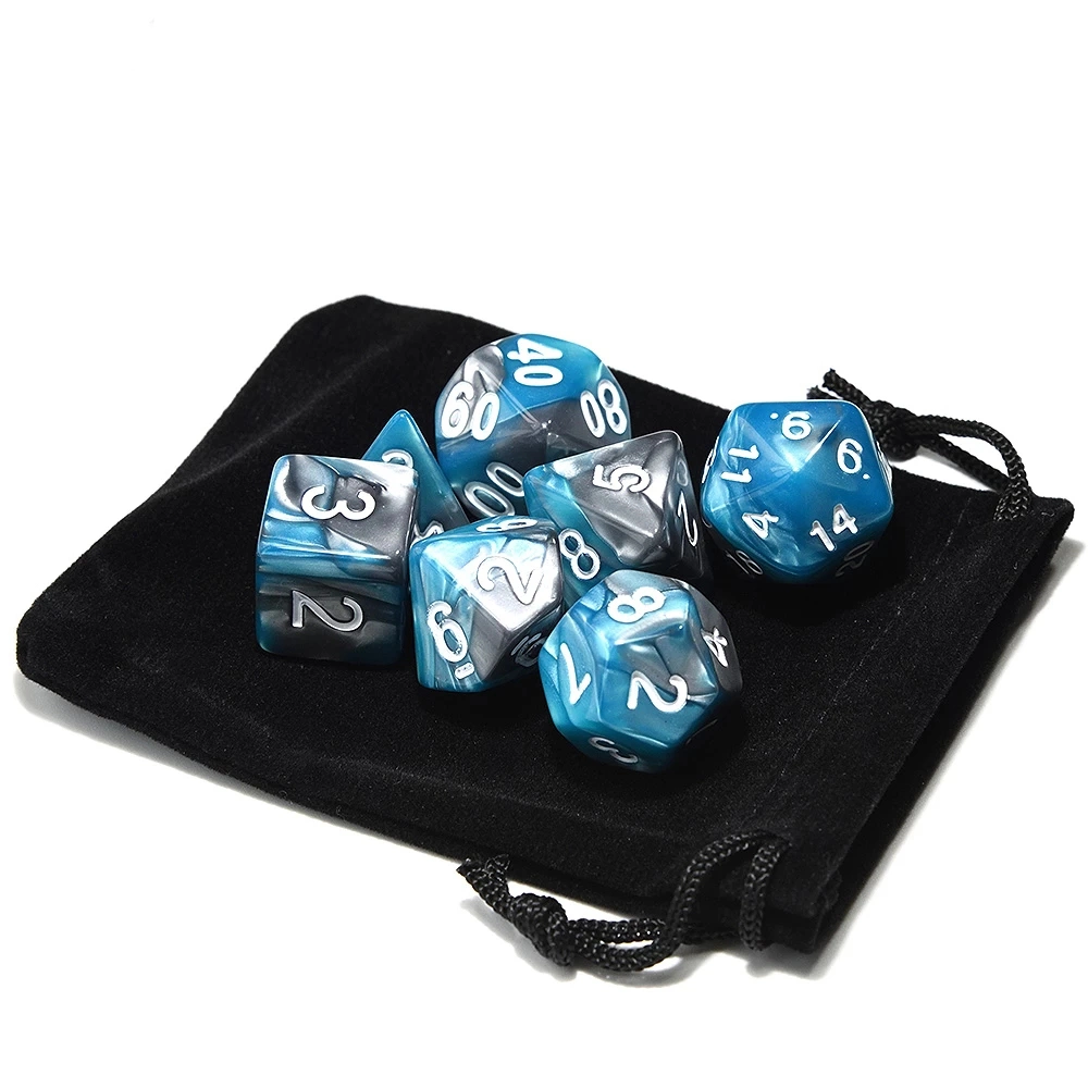 Gemstone de colores Rendimiento de alta calidad/alto costo Metal Casino Rainbow DND Digital dice Con bolsa de terciopelo