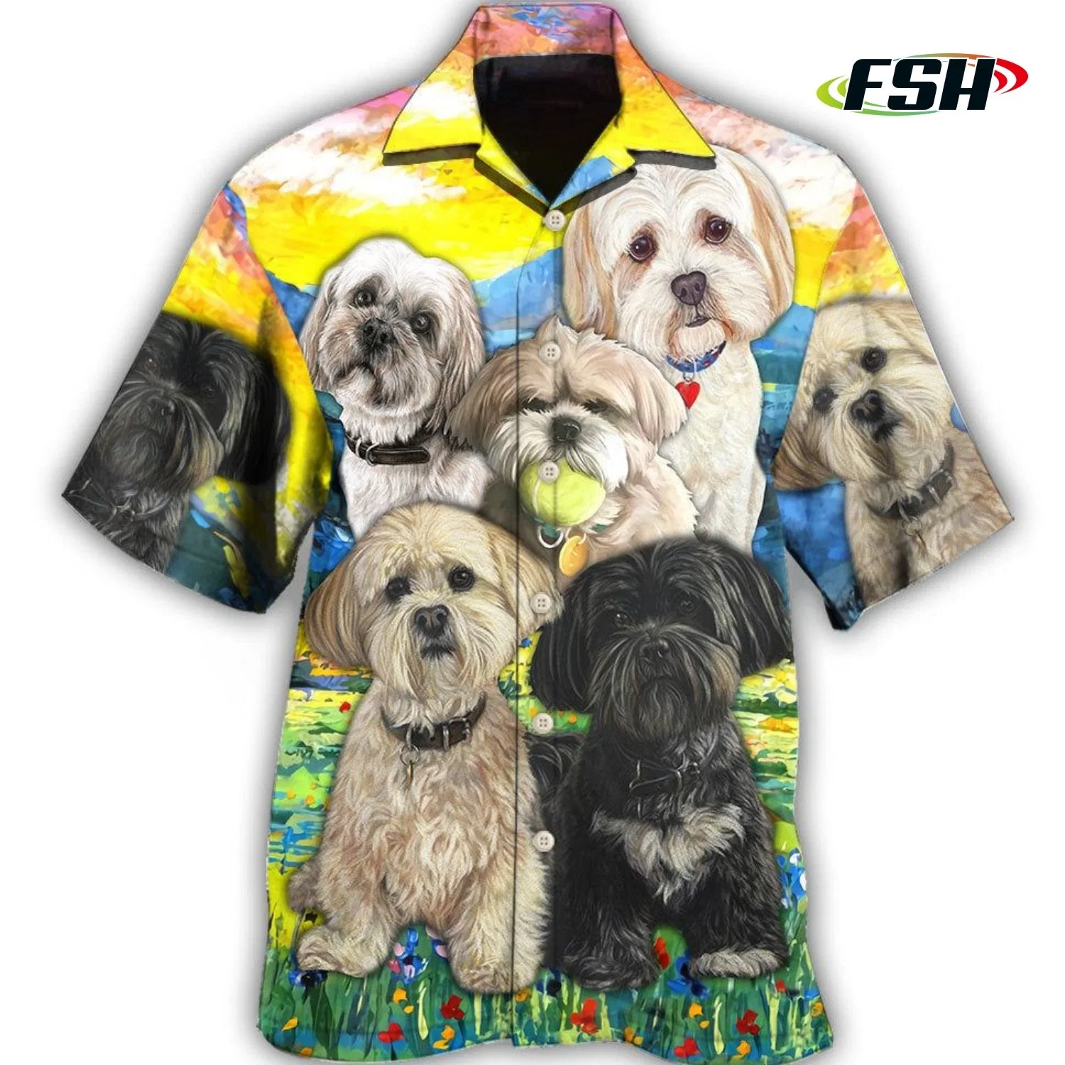 Homens Camisola Design Vintage Beach Hawaiian Impresso Personalizar cão de estimação roupas