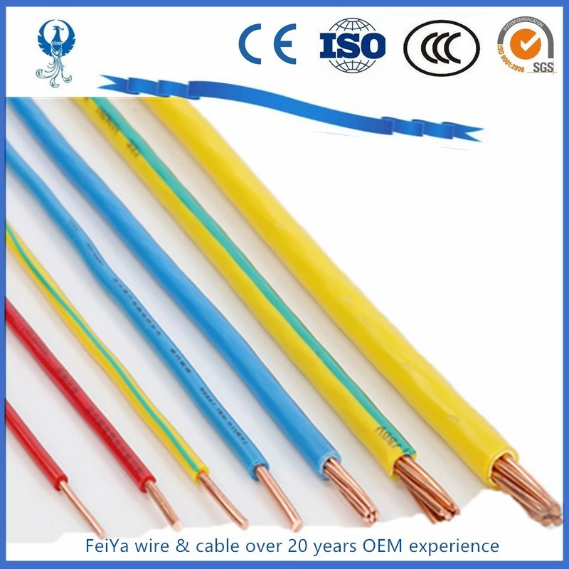 4mm2 6mm2 10mm2 10mm de aluminio/cobre Single Core Cu al aislamiento de plástico de PVC 450 750V Nh Zr BV Blv Cable eléctrico para la casa4mm2 6mm2 10