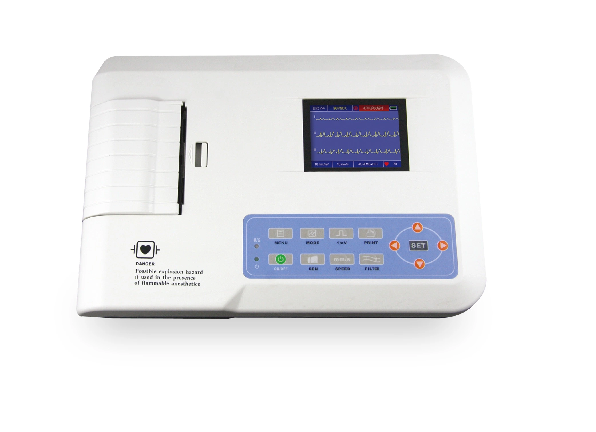 Electrocardiograma de ECG de 3 canales para hospital con pantalla táctil, monitor de presión arterial