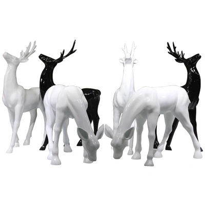 Resin Crafts Life Size Resin Fiberglass Christmas Reindeer Statue Outdoor Decoration for Sale