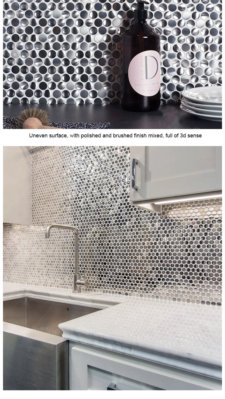 Mosaico de vidrio biselado de las facetas de la superficie del espejo de cristal de plata de diseño de color para la Cocina Cuarto de baño Decoración de pared de fondo TV