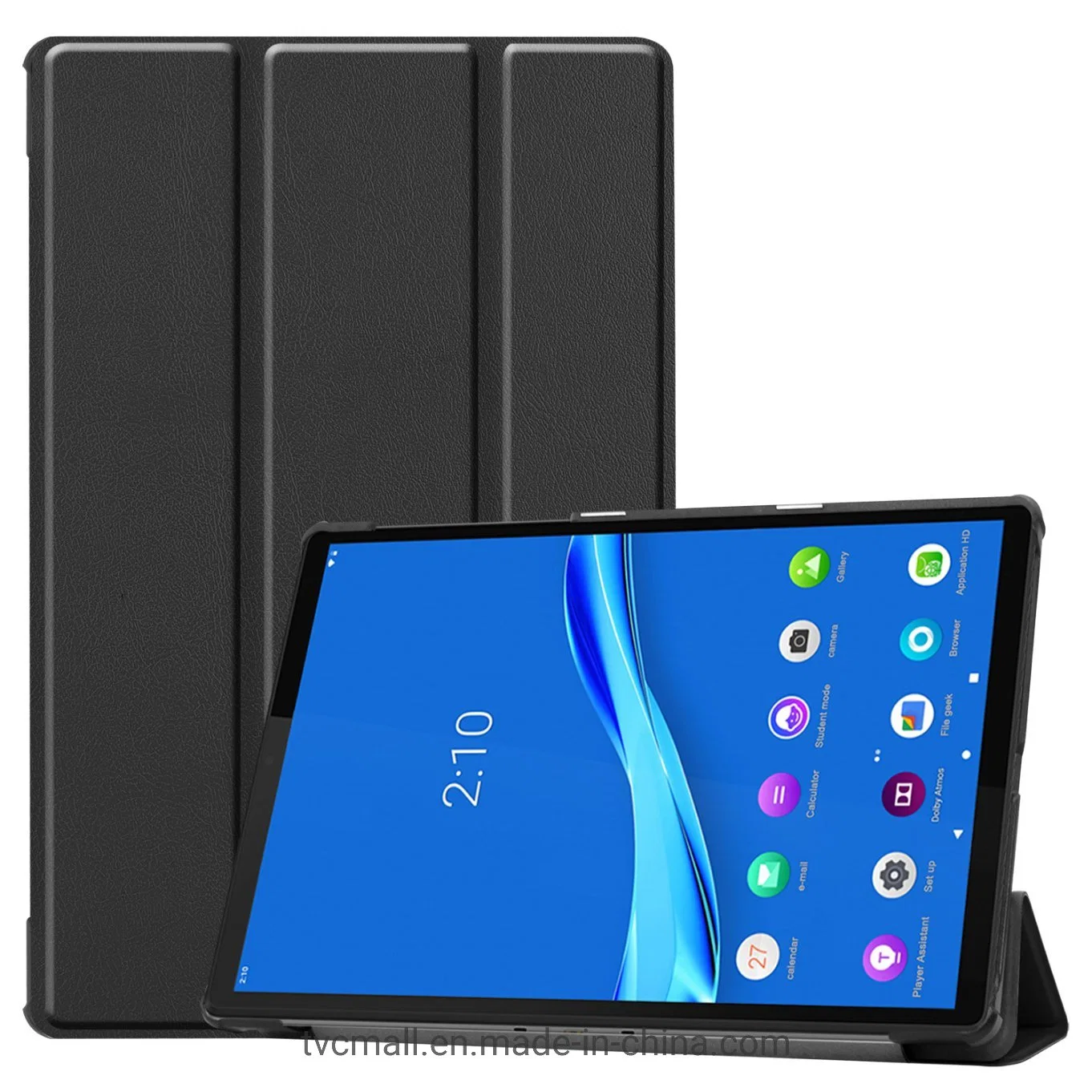 Tri-Fold Leather Stand Case Textured PU Leather + PC Full Protective Tablet Case for Lenovo Tab M10 Plus Tb-X606f