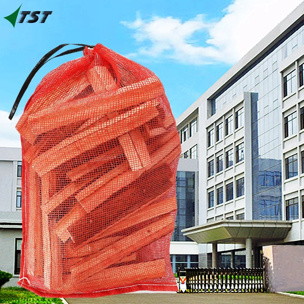 50*72cm 60*100cm PP Leno Fire Wood Sack Kindling Red Mesh Nettobüten