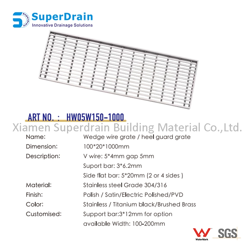 Road Metal Long Floor Drain Drainage Heelguard Wedge Wire Trough Cover