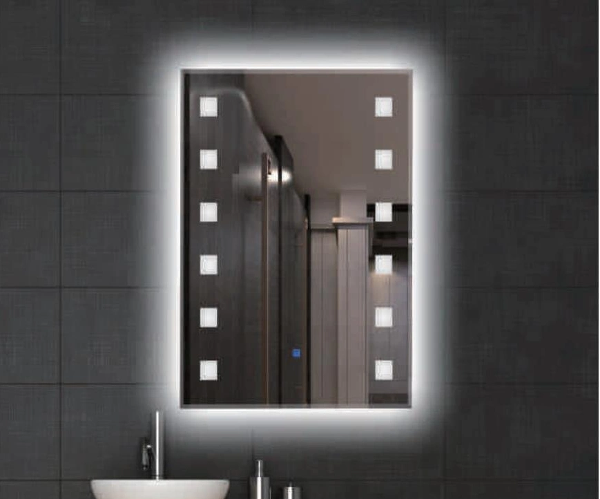 LED Simple Rectangle Hotel Luxury Silver Home Decor Illuminated Bathroom Mirror Home Products