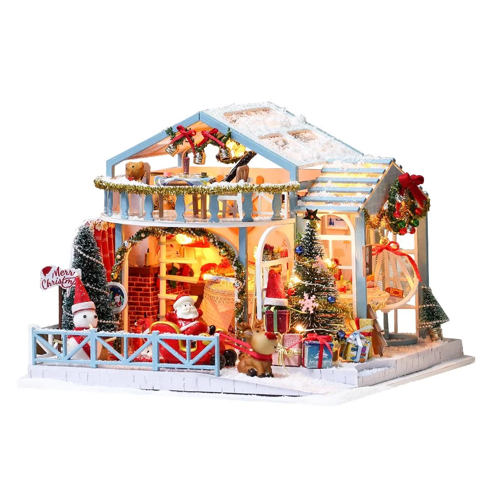 Cadeaux de Noël miniatures pour enfants Maison de poupée en bois faite à la main