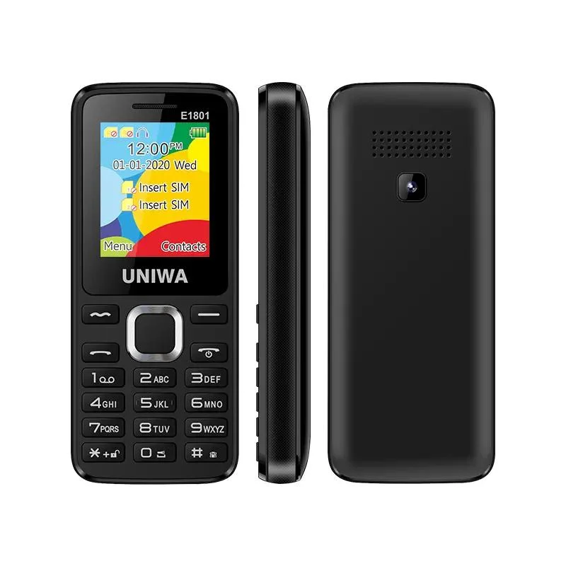 Listo para enviar GSM Dual SIM Card Uniwa E1801 Big Botones de fuente función barra Teléfono