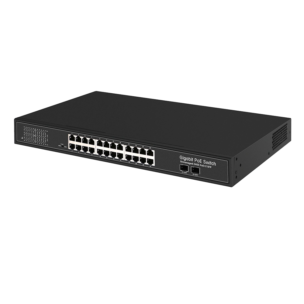 Poe Switch 24 Ports with 2 Giga SFP Fiber Uplink Good Price Network Switch (TS2824F)