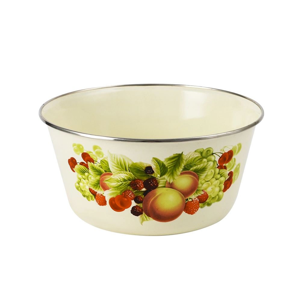 Good Quality Fruit Vegetable Washing Food Grade Salad Bowl Enamel Finger Fresh Storage Bowl Container