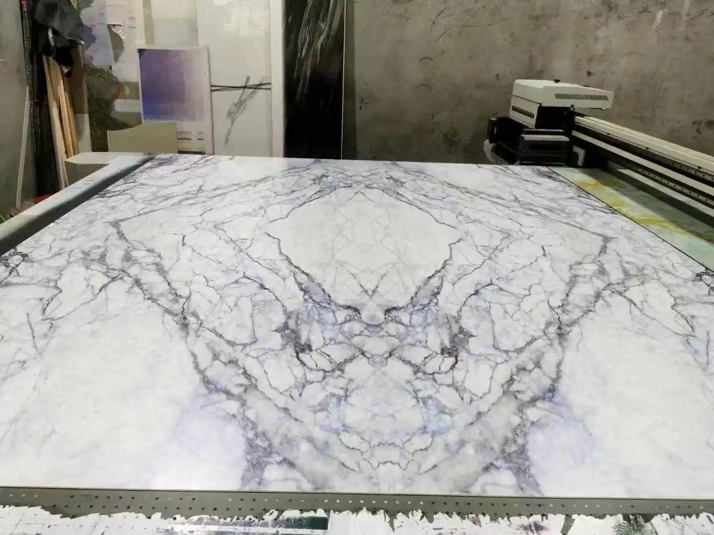 3D Printed Hot Stamping High Glossy Interior Decorative PVC UV Marble Sheet Faux Marble Design TV Background Sheet