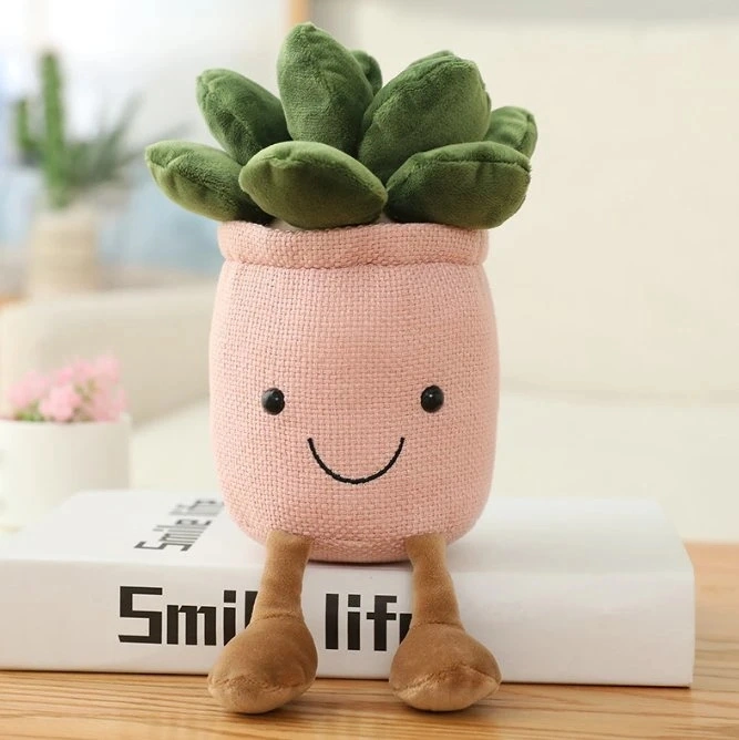 Kawaii macetas con plantas suculentas de peluche juguete de decoración de interiores