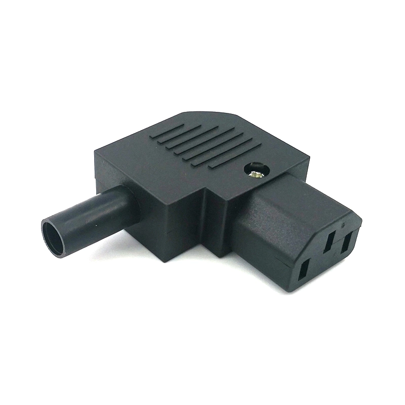 Conector macho de alimentación de CA en ángulo recto R/a IEC60320 C13, estilo de montaje