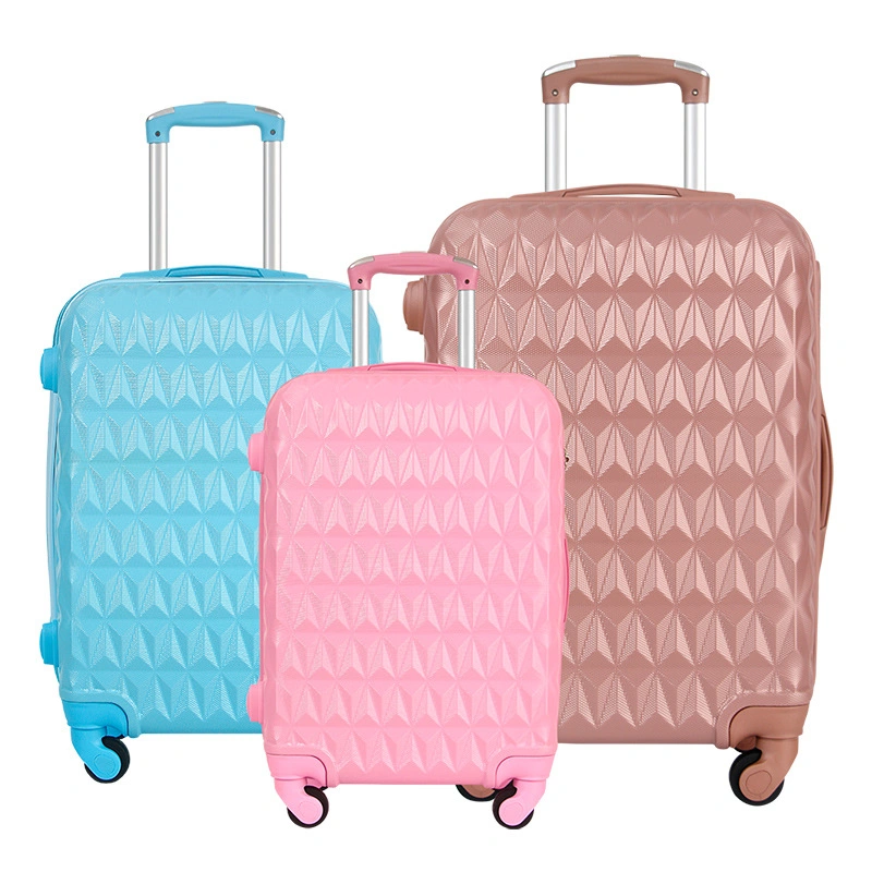 3 PCS Diamond Pattern ABS 20 24 28 Inch Suitcase Travel Luggage Set