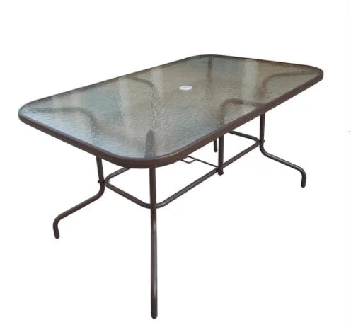 Outdoor Rectangle Steel Glass Table/Patio Glass Table