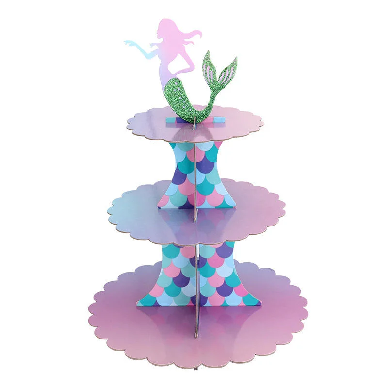 Birthday Party Supplies Decoration Disposable Paper Gilded Dessert Table Three-Tier Cake Stand