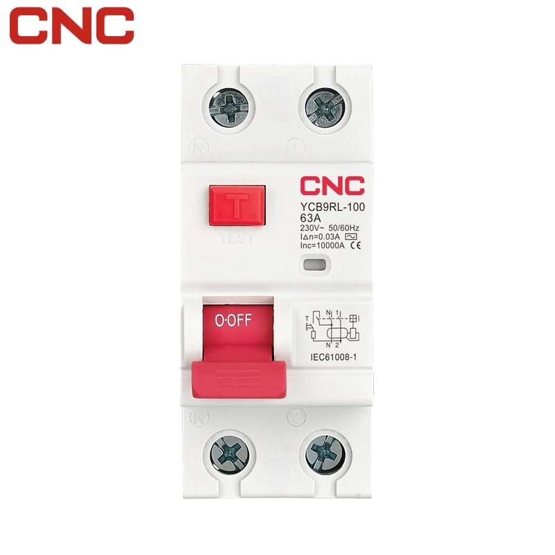 CNC Ycb9rl-100 Series RCCB 4p 63A 100mA 500mA Residual Current Circuit Breaker 32A
