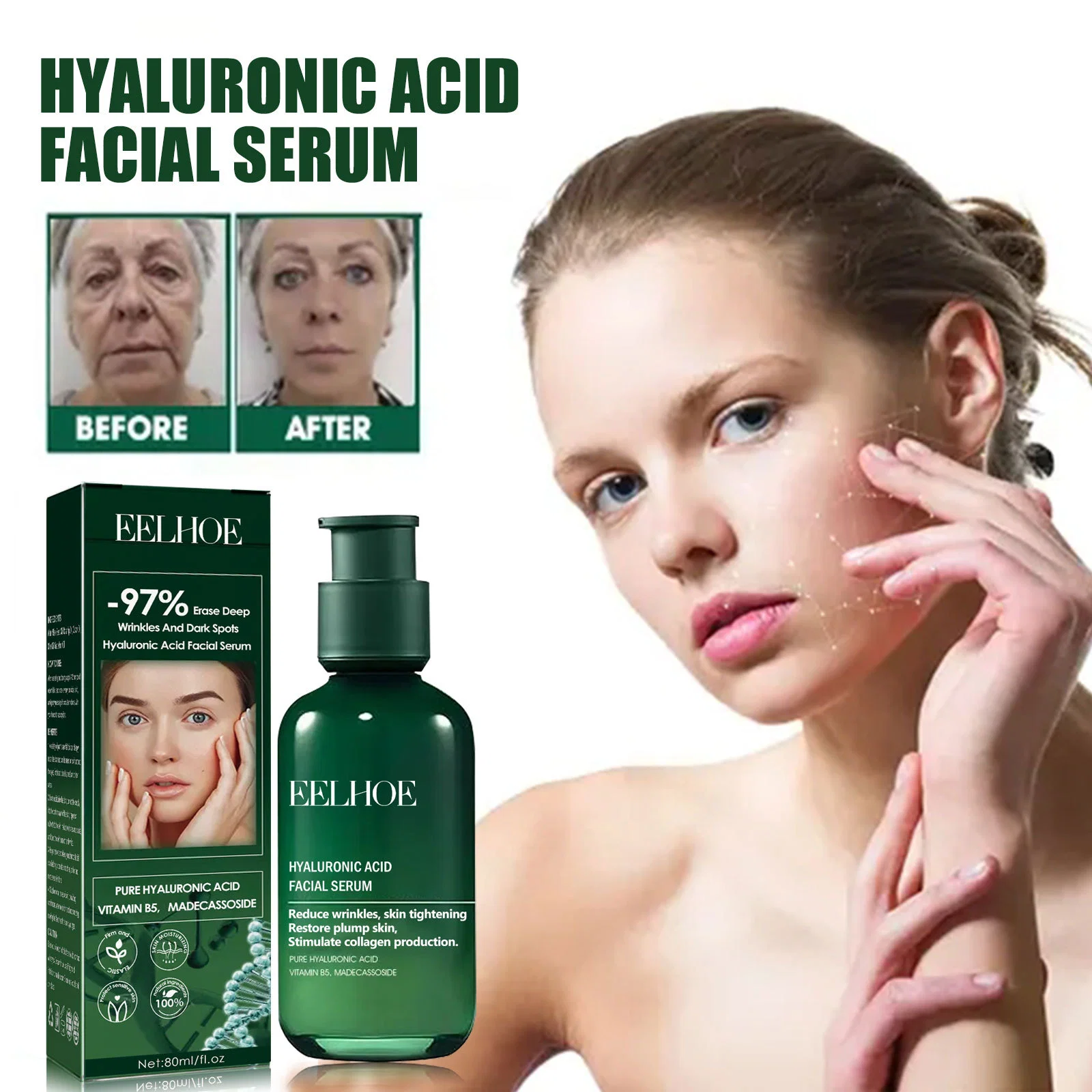 Lift Firm Facial Skin Reduce Fine Lines and Wrinkles Hydrating Moisturizing Facial Essence Serum