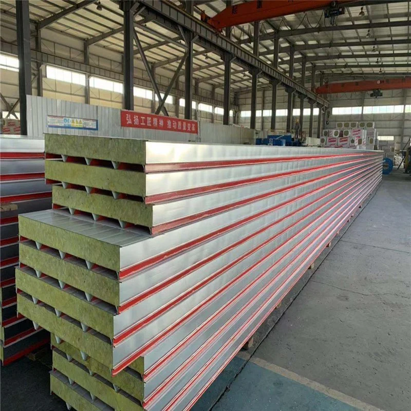 Price Insulated Roof and Wall Rockwool Sandwich Panel for Steel Structure Warehouse