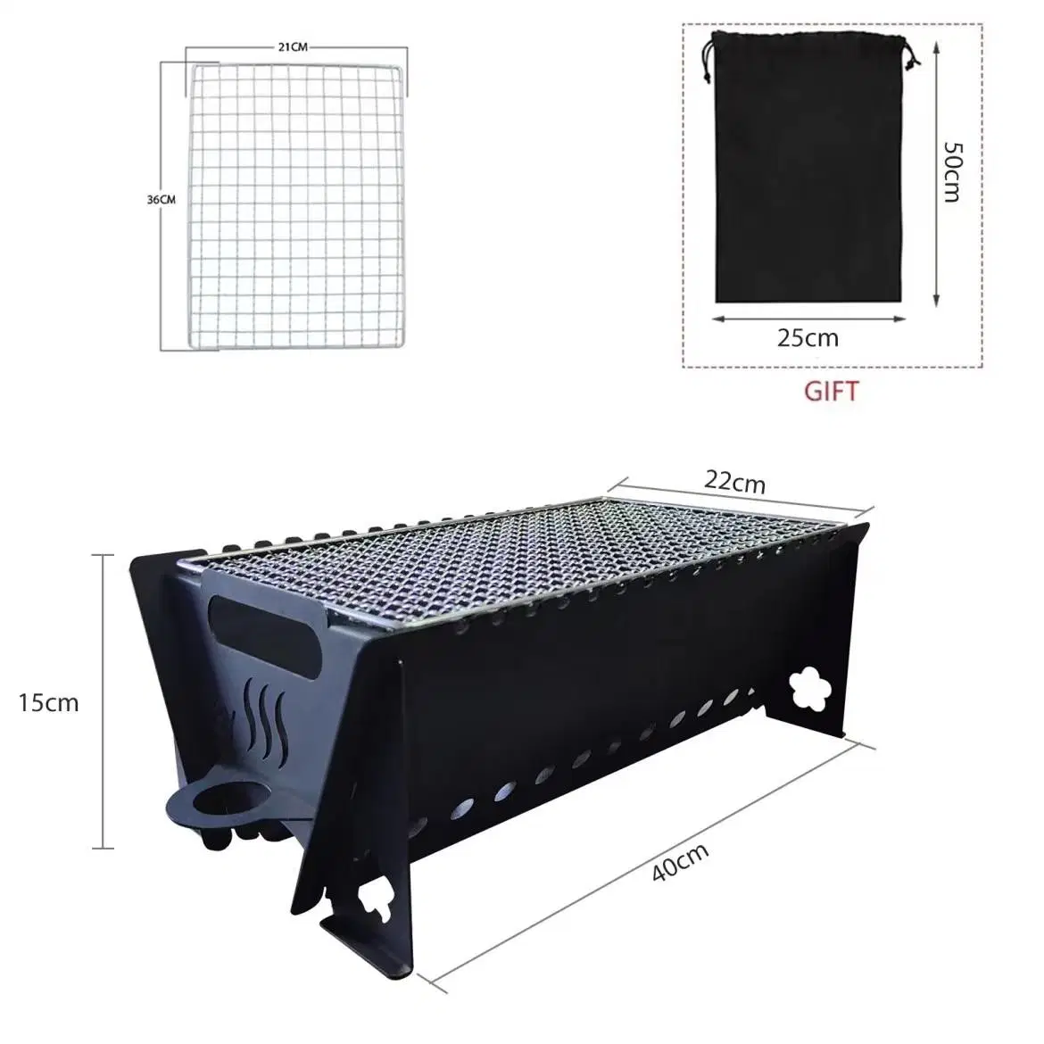 Churrasco Portátil Folding Charcoal BBQ, que permite guardar espaços exteriores e dobráveis