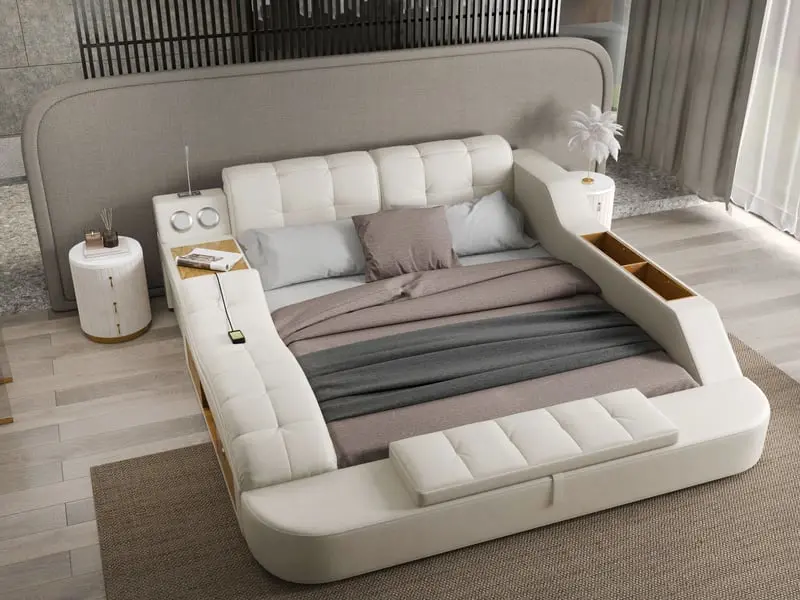Nova Muebles de lujo de sala de estar Sofá cama grande King Size Sofá cama de masaje de cuero de estilo italiano