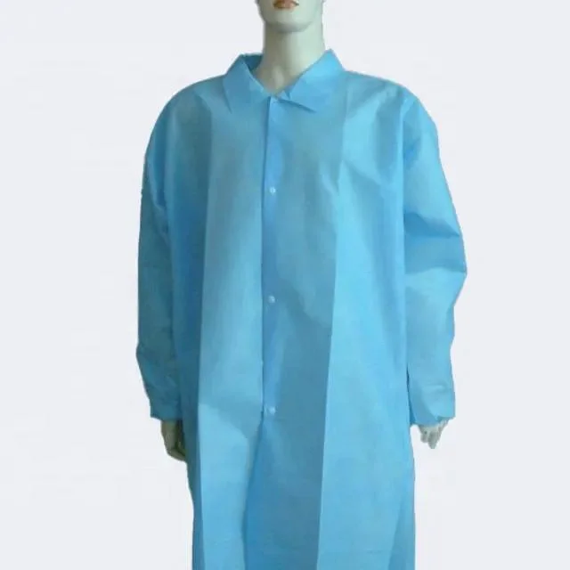 Non Woven PP Gown Disposable Lab Coat Disposable Laboratory Coats Sterile, Non Sterile AAMI Level 2 Disposable Work Wear Clothing