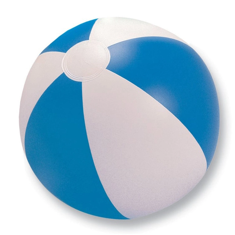 Bola de praia insuflável em PVC em promoção personalizada, branca e azul