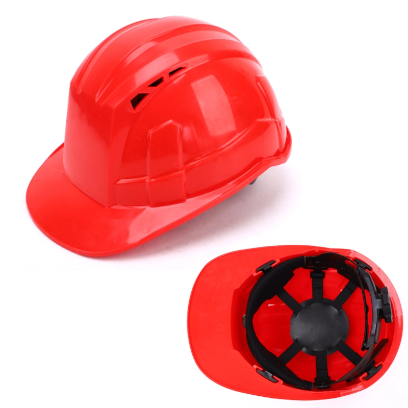 CE En 397 Red HDPE Shell Ventilation Holes Webbing Lining Ratchet Protection Electrical Safety Helmet