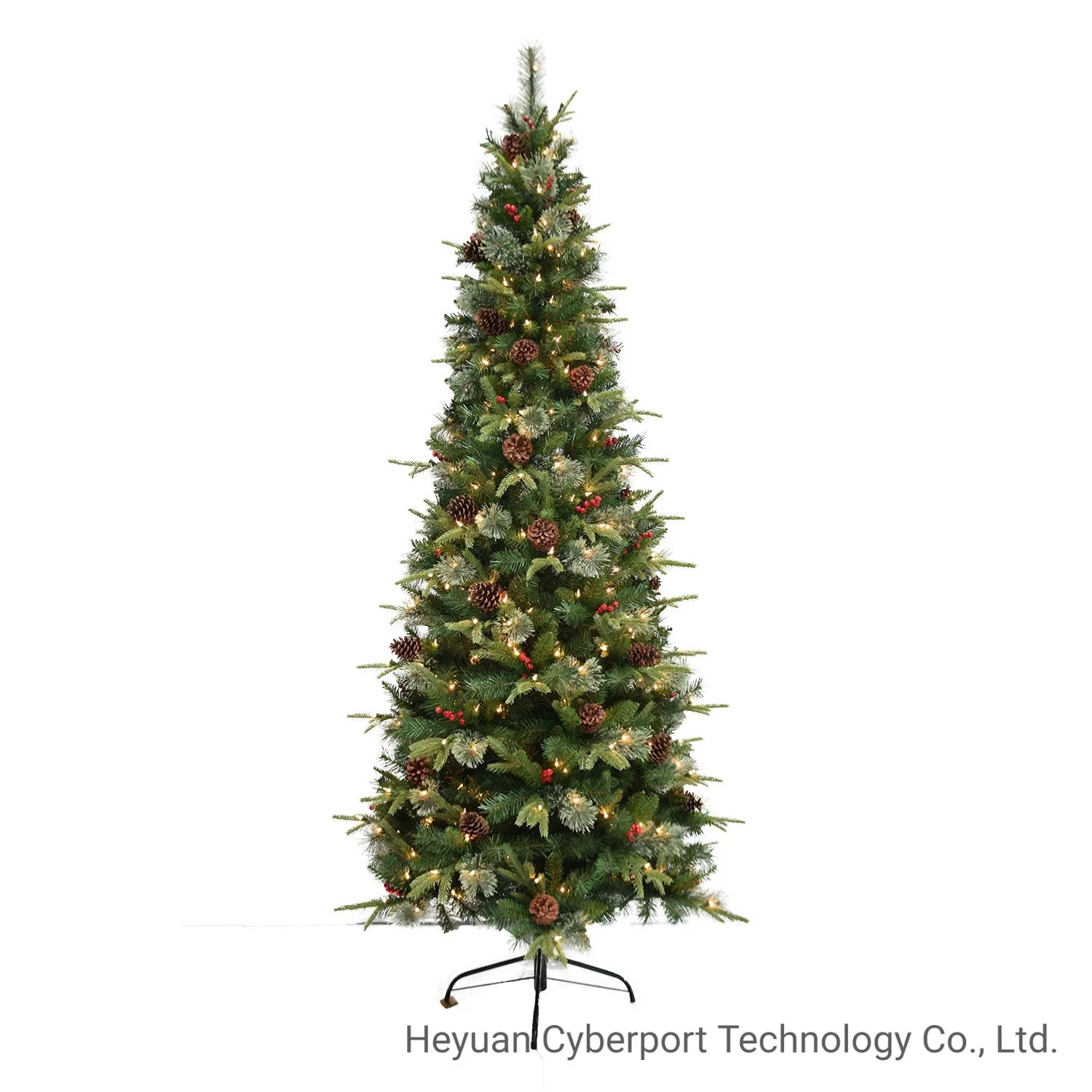 7.5FT Faux Christmas Tree Artificial PVC Pencil Slim Hing Tree Christmas Tree