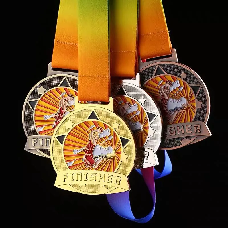 Wholesale/Supplier Custom 2D 3D Zinc Alloy Cast Trophy Finisher Run Marathon Riding/Dance/Badminton/Volleyball/Table Tennis/Tennis/Soccer/Basketball Sports Award Medal