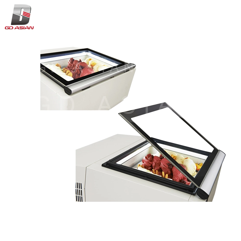 Countertop Ice Cream frontal pantalla abierta Escritorio Showcase en blanco Color