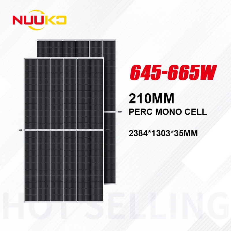 اللوحة الشمسية عالية الجودة من المستوى 1 مقاس 210 مم 132 خلية أحادية اللون بقوة 600 واط لوحة بقوة 670 واط