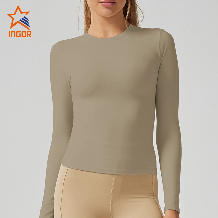 Ingor Sportswear ropa de entrenamiento Proveedor mujeres ropa ropa personalizada ropa de calle Camiseta de manga larga para mujer