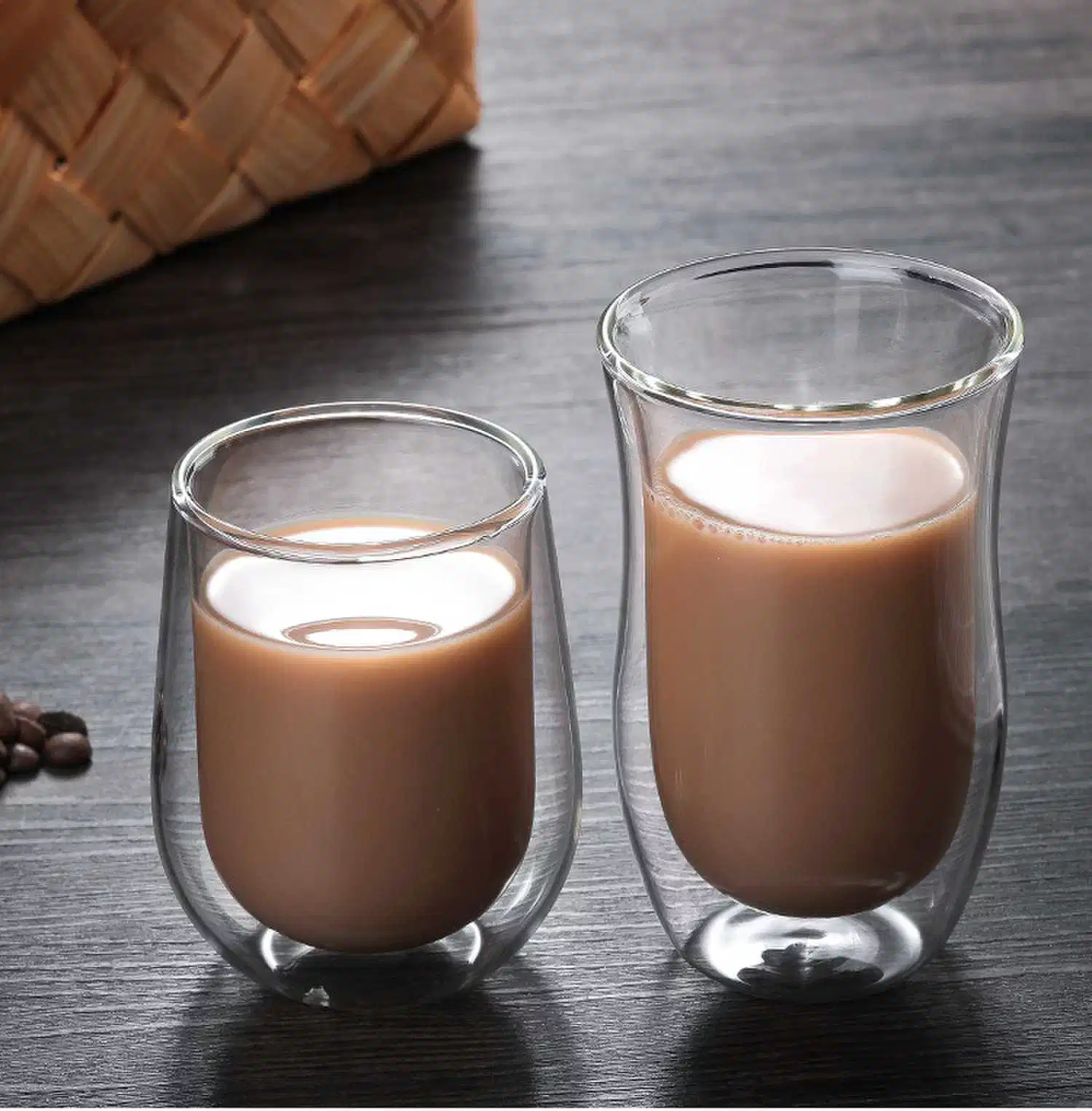 Taza de agua de té de leche Alto vidrio de borosilicato de doble capa de vidrio resistente al calor de la Copa torcidas