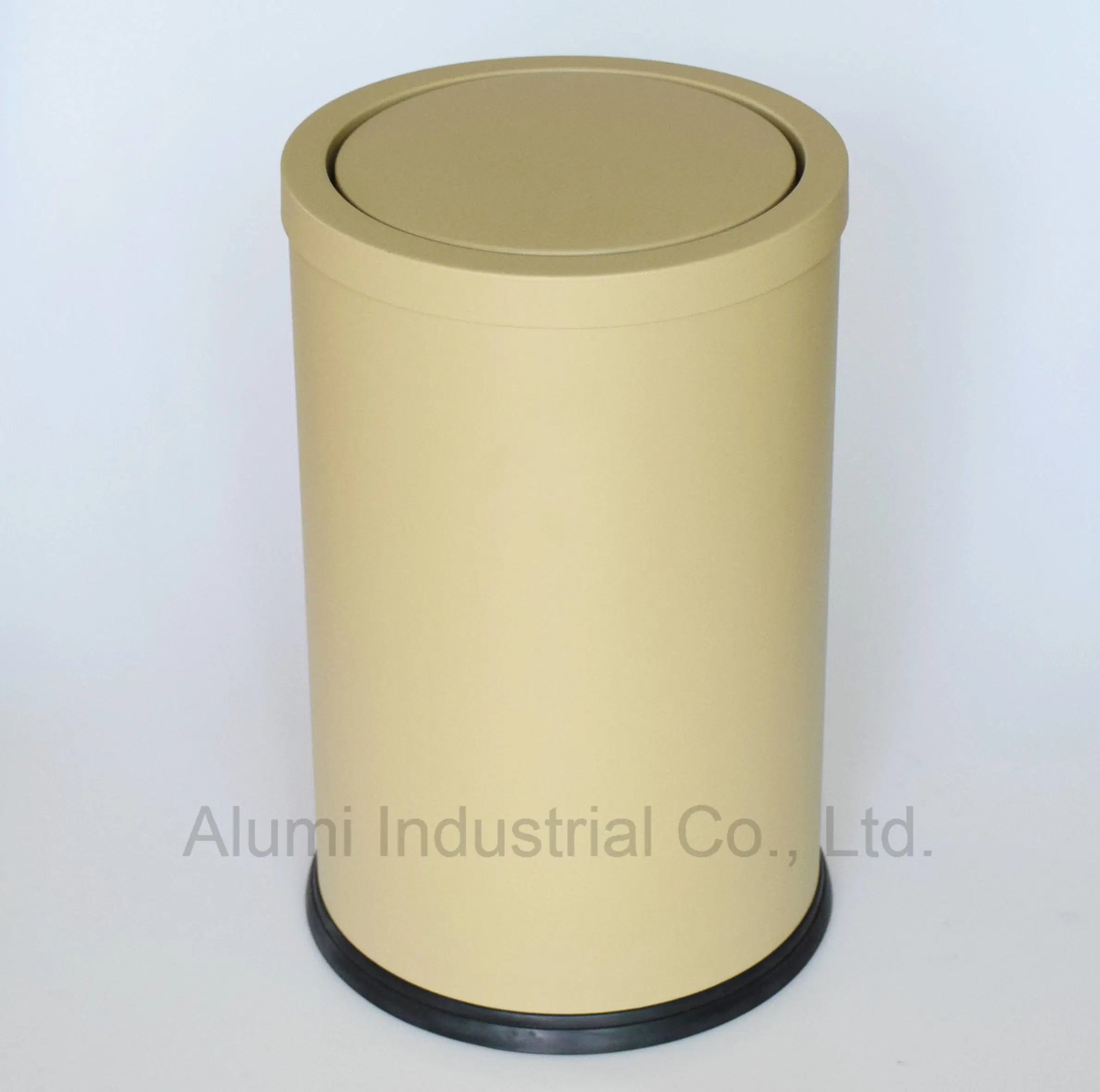 Beige Waste Bin with Swing Lid for Guest Room