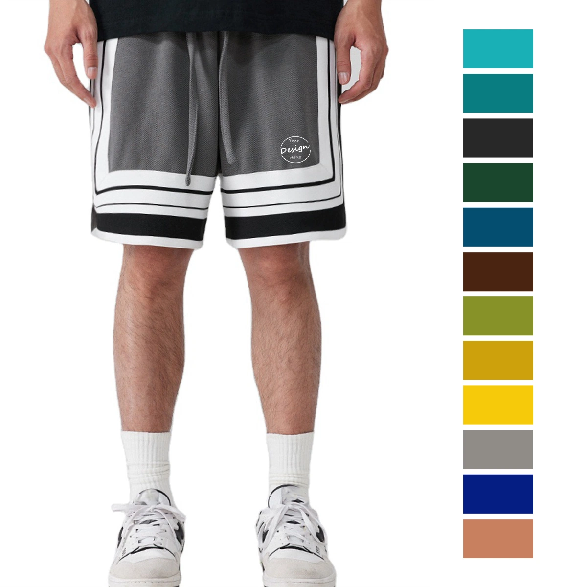 China Manufacturer High quality/High cost performance  Plus Size Men's Short Sport Casual Color Block Cotton Side Split Color Blocking Shorts Custom Short for Men