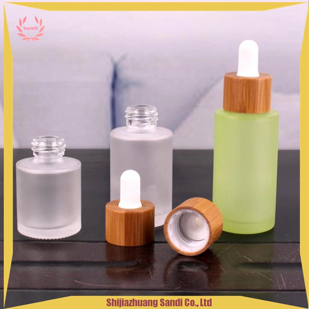 Tête de gel de l'épaule bouteille transparente -épaulement Plat Flacon de parfum avec compte-gouttes en caoutchouc