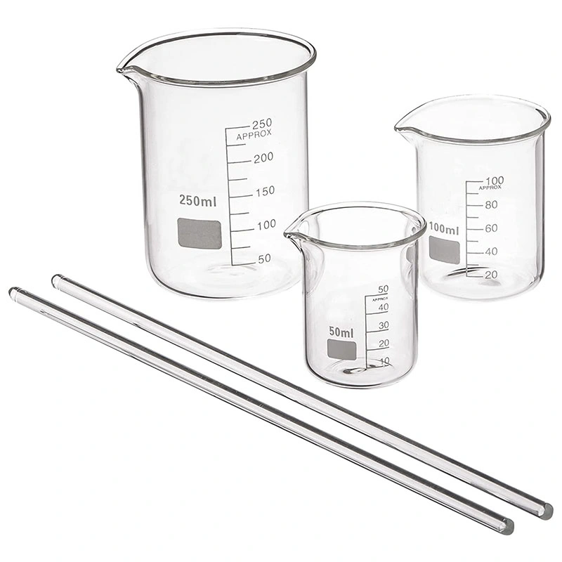 Laboratoire Chimie Bécher en verre borosilicaté 3.3 de forme haute de 250 ml, 500 ml, 1000 ml et 2000 ml.