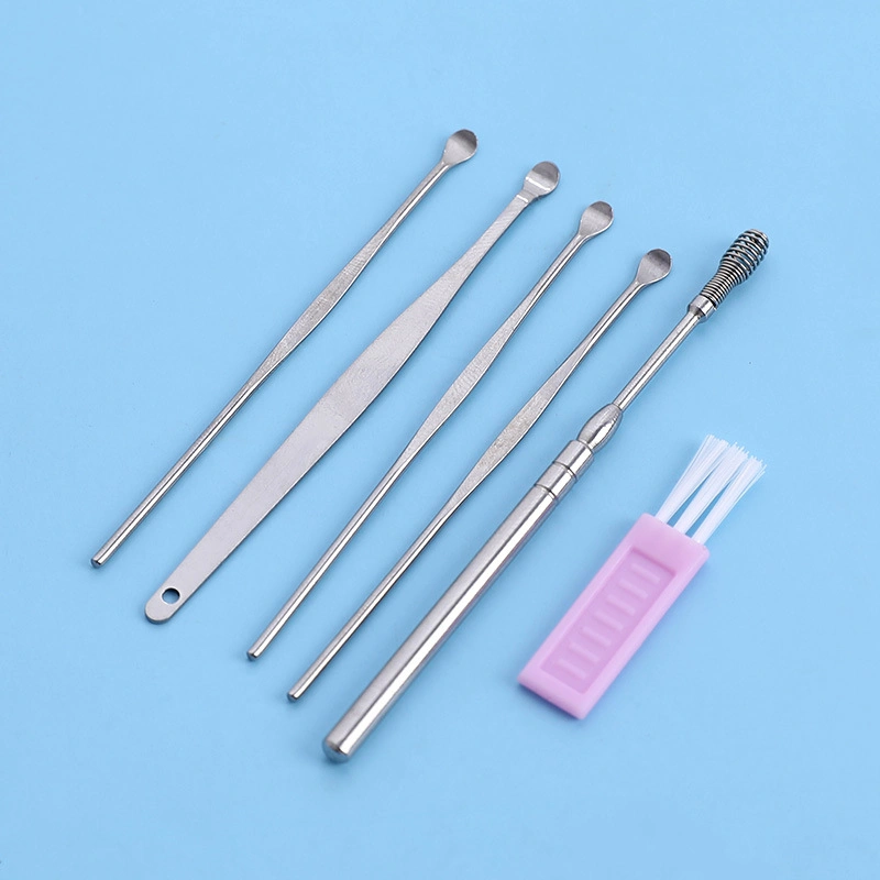 Stainless Steel Ear Spoon 6PCS Set Earwax Cleaner Ear Wax Remover Kit