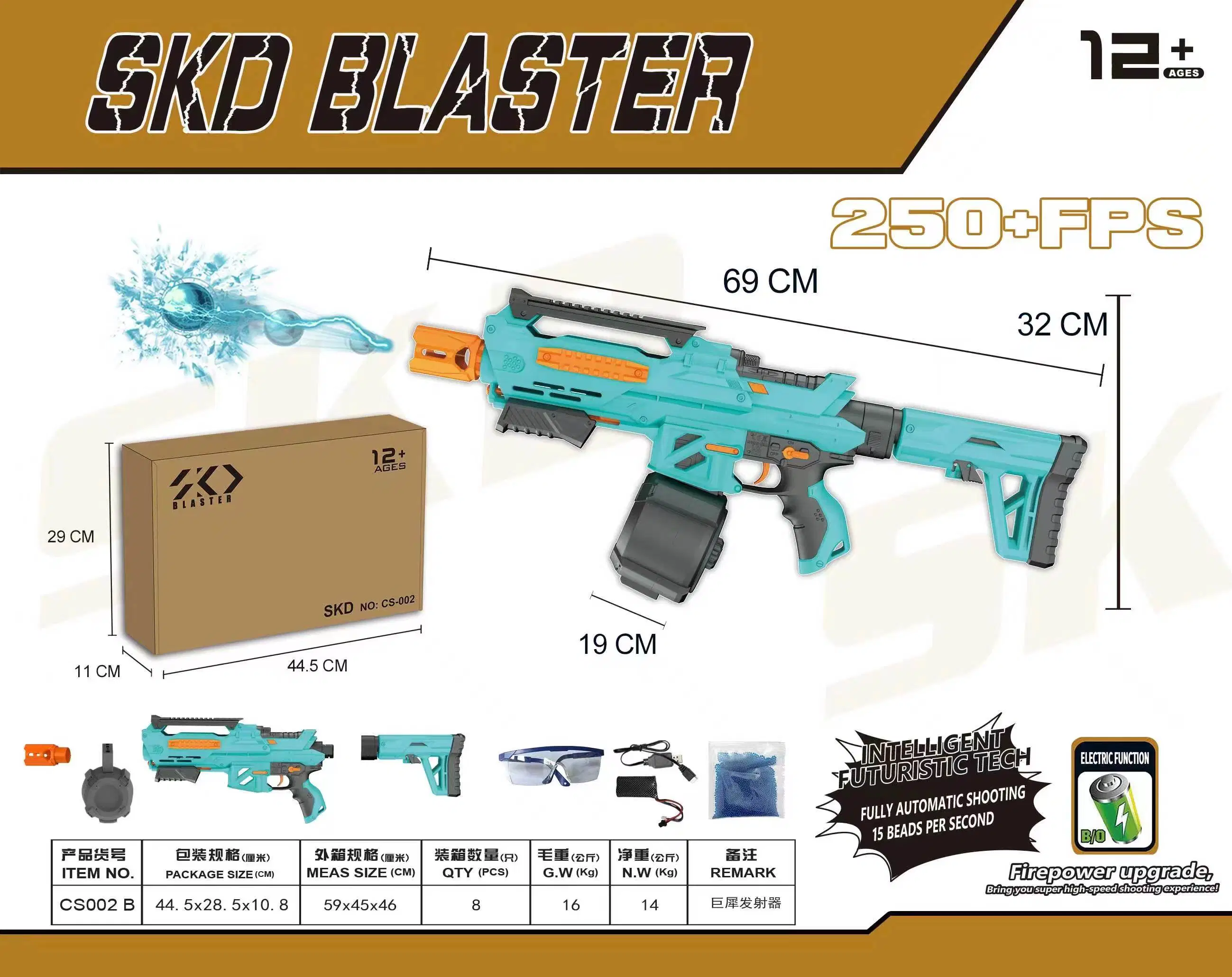 SKD Blaster bola de gel eléctrico Blaster Alta velocidad totalmente automático Pistola de gel de juguete Orbeez de bola de agua recargable para salpicaduras Blaster Juego al aire libre