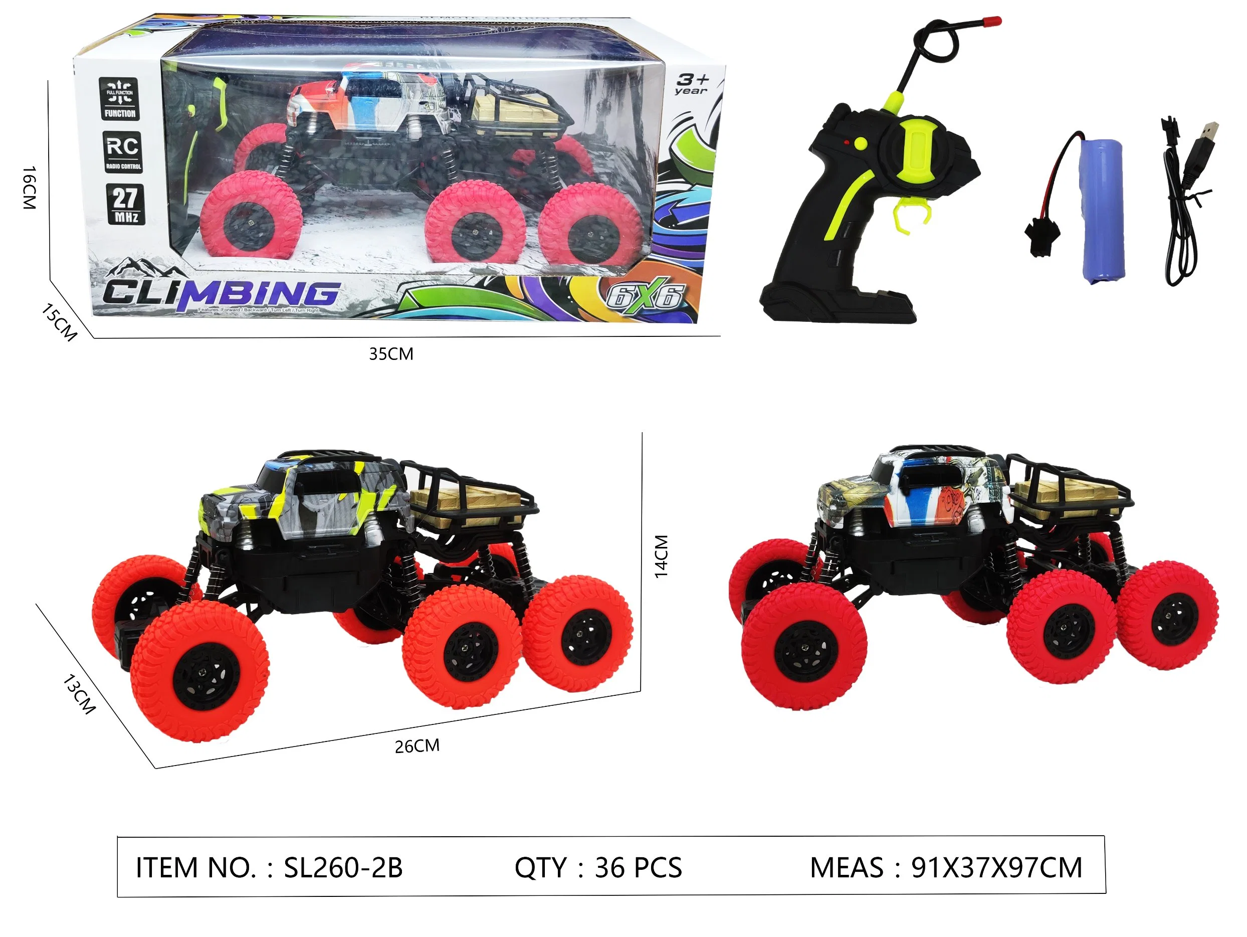 1: 14 Six Wheels Hardtop Wrangler Four-Way Remote Control off-Road Climbing Car Radio Control Car for Kids Toy RC Car