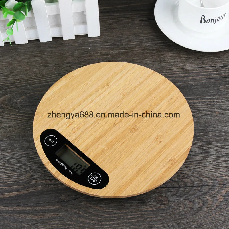 Bamboo Platform Electric Kitchen Weighing Food Scale 5kg/11lbs