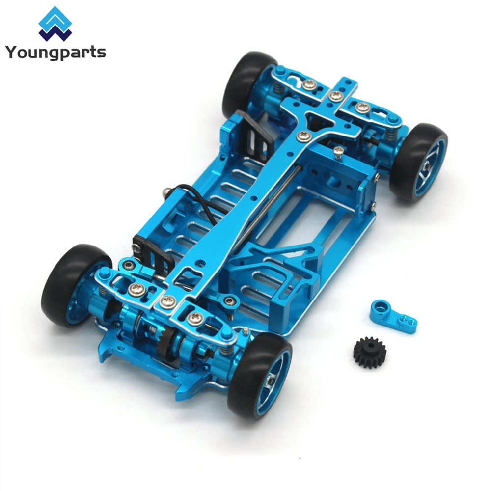 Youngparts Metal Alloy & Carbon Fiber Frame Chassis with Shock Absorbers Wheels Belt Drive for Tamiya Tt02 Tt-02 1/10 RC Car Upgraded Parts