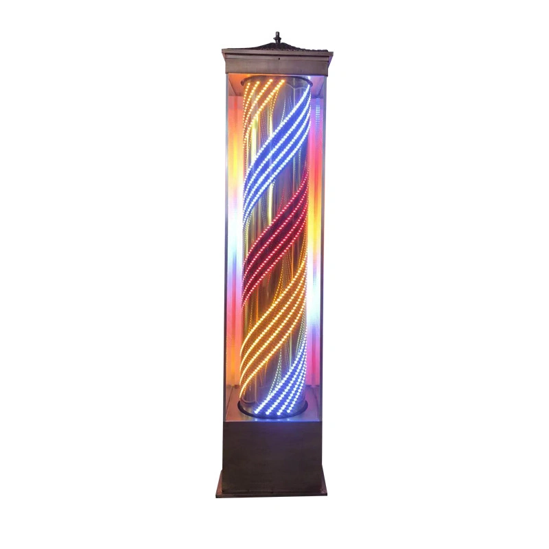 Barber Pole Red Blue White LED Sign Light Custom Height and Color for Salon