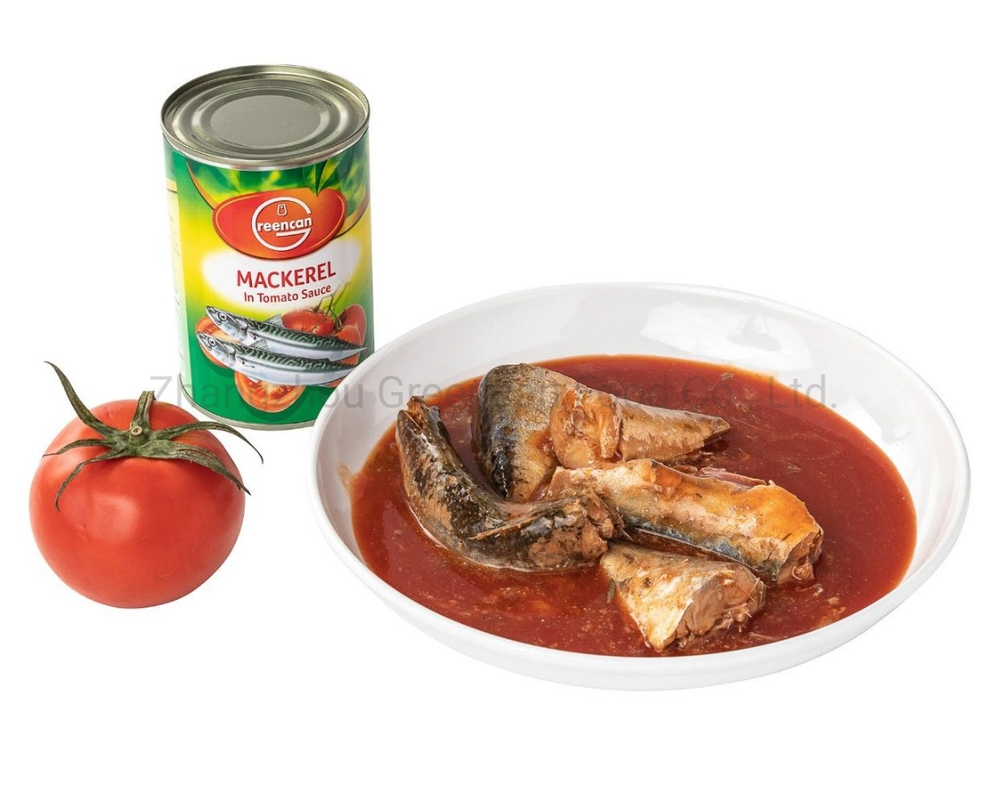 As conservas de peixe em conserva sarda com peixes de estanho oval em Molho de Tomate 425g