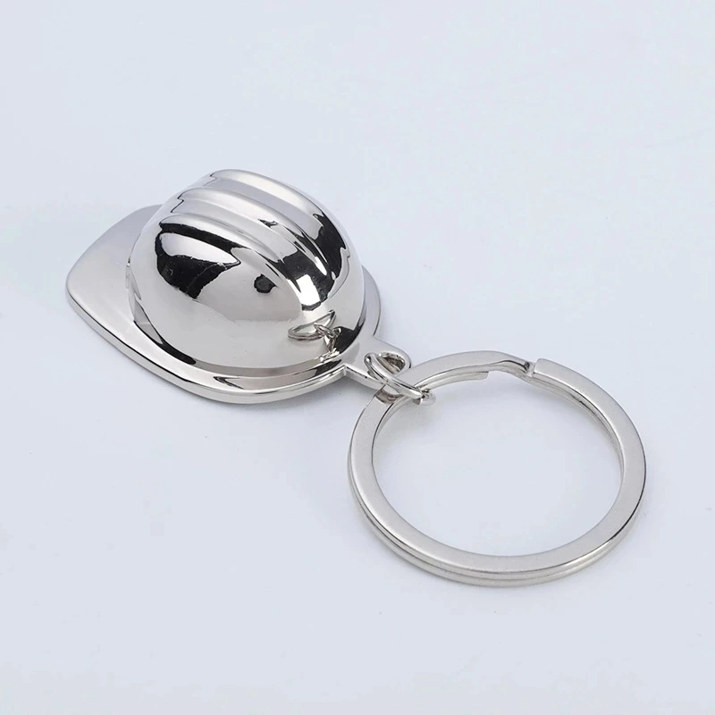 China Factory Wholesale New Arrival Metal Stainless Steel Customized High Quality Polished Safety Helmet Pubg Game Keychain