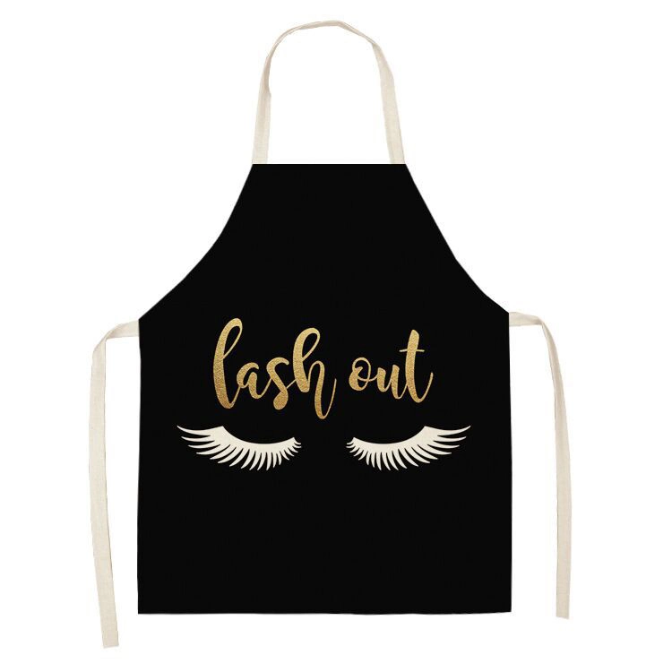 Lashes Printed Design Linen Apron Wholesale Bib Apron Apron_Kitchen for Cleaning Kitchen